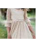 Bell Sleeve Polka Dot Tulle Knee Length Flower Girl Dress
